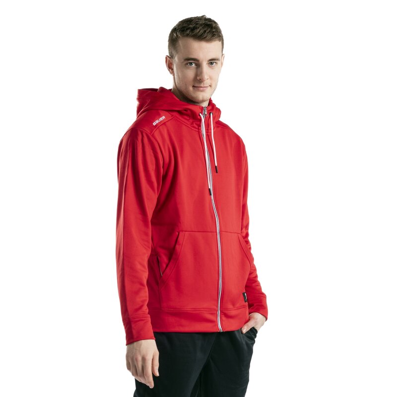 BAUER Fleece Zip Hoodie Team - rot - Sr.