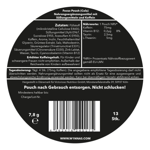 W1NNAS Energy Pouches - Cola Light